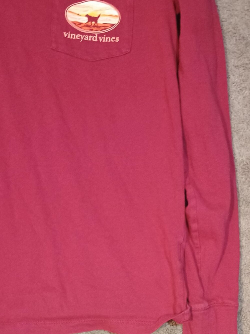 Vineyard Vines/Pocket Tee/Womens XS/Red/Dog Beach Sunset Graphic Coastal Shirt - Picture 7 of 8